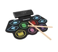 Fesjoy Kit de Batterie électronique Enroulable avec Tapis de Batterie 7 Tons, 10 Chansons Démonstration, 9 Rythmes, USB MIDI 1000 MAh avec Pédale, 2 pour Enf (Prise UE)