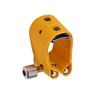 Fesjoy Ligature de Saxophone Compacte à Vis Unique pour une Installation et un Retrait Faciles pour Saxophone Alto Embout en Bakélite Cuir Jaune 1 Pièce