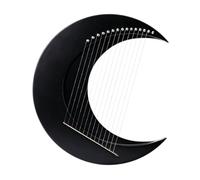 Fesjoy Lyre Harpe Mini Lyre Portable de Voyage Croissant de Lune 8 Cordes Bois D'érable Massif Bois D'orme Ton Riche et Chaud avec clé Réglage Corde Rechange (Noir et 15 cordes)