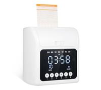 Fesjoy Machine à Cartes de Pointage, Enregistreur de Pointage avec 100 Cartes Présence, Traitement Facile la Paie, Enregistreur Perforées pour Bureaux, Magasins Détail et Entrepôts (Prise UE)