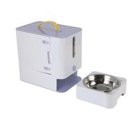 Fesjoy Mangeoire Multifonctionnelle pour Aliments pour Animaux de Compagnie, Fenêtre Transparente, Mangeoire Chats, Rationalisation des Soins Animaux de Compagnie, Station Mobile (Bleu Clair)