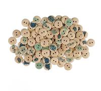 Fesjoy Mignon Bouton en Bois Rond à 2 Trous, Ensemble (#3) | Bois synthétique non toxique, motifs assortis, excellent pour l\'artisanat