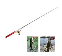 Fesjoy Mini Canne à Pêche Télescopique, Ensemble combiné de Moulinet, Stylo de Poche, Canne à Pêche pour Débutants avec Accessoires pour Kit Voyage (Rouge)