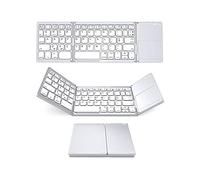Fesjoy Mini clavier Bluetooth sans fil pliable - Portable - Avec pavé tactile - Compatible avec Windows/Android/iOS Silver