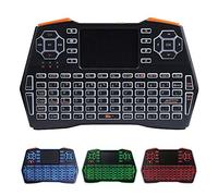 Fesjoy Mini clavier sans fil 2,4 G Air Mouse Clavier rétroéclairé tricolore avec pavé tactile Compatible avec ordinateur portable Tablette Anglais