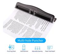 Fesjoy Perforatrice à Papier Portable Multi-trous pour Carnet de Notes A4 A5 A7 B5, Scrapbooking, Agenda, Perforatrice en Métal pour un Effort Réduit, capacité de 10 Feuilles, Noir (4 trous)