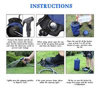 Fesjoy Pompe à Pied de Douche à Pression Portable en PVC, Sac d'eau Gonflable D'extérieur pour Pique-Nique Plage Camping, Sac de Douche en PVC Bleu 12L