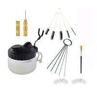 Fesjoy Pot de Nettoyage pour Aérographe Ensemble D'outils de Lavage D'aérographe avancé Pot Nettoyage Peinture Poils D'aiguille pour Machine Pulvérisation Porte-Stylo Brosses Filtres Kit D'éponge
