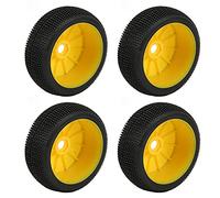 Fesjoy Roues de Voiture Tout-Terrain RC, Pièces de Mise à Niveau, Pneus Robustes avec Hexagone 17 Mm, pour 1/8 RC, Faciles à Installer (Jaune)