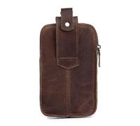 Fesjoy Sac Banane Vintage en Cuir élégant et Durable avec Support pour Téléphone Portable pour Les Voyages et Le Shopping Homme - Sac Banane Vintage en Cuir de Vache de Haute qualité - Noir (Café)