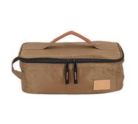 Fesjoy Sac de Batterie de Cuisine Camping, Pochette Rangement Isolée Durable pour Barbecue Pique-Nique, Tissu à Carreaux 210D, 12,2x5,1x4,7 Pouces (Kaki)
