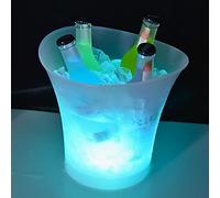 Fesjoy Seau à Glace avec Lampe LED 5L, 6 Couleurs, Changement de Couleur Automatique, alimenté par Batterie, pour le Vin, la Bière, le Jus, Résistant à L'eau