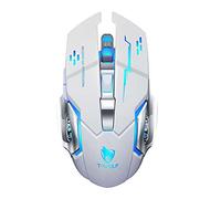 Fesjoy Souris de jeu, Thunder Wolf Q13 recharge silencieuse souris wirel gaming busin souris mécanique lumineuse croisée frontière [Q13 double mode] blanc perle