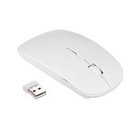 Fesjoy Souris optique sans fil 2,4 G ultra fine 4 boutons Compatible avec ordinateur de bureau et ordinateur portable Blanc 1600 DPI