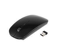 Fesjoy Souris optique sans fil 2,4 G ultra fine 4 boutons Compatible avec ordinateur de bureau et ordinateur portable Noir 1600 DPI