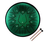 Fesjoy Steel Tongue Drum Tambour à langue en acier 11 tons avec baguettes de batterie pour méditation, yoga, guérison par le son (vert jade)
