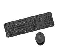 Fesjoy Sweet Keyboard Mouse Combo Clavier sans fil 2,4 G avec suspension circulaire Compatible avec PC et ordinateur portable Noir