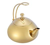 Fesjoy Théière Classique en Acier Inoxydable de 1,5 L, Marmite à Chauffage Rapide de L'eau, Forme Unique et Miroir, Poignée Amovible, Taux de Dégagement de Chaleur élevé, une Bonne Aide (Dorée)