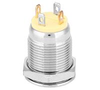 Fesjoy Waterproof 12mm Yellow LED Push Button Switch, Durable Self Reset