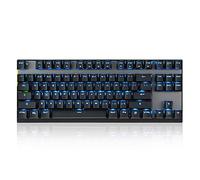 Fesjoy Wired/Double Mode sans Fil 87 Touches Interrupteur Bleu Clavier mécanique 2,4 G Clavier de Jeu sans Fil avec rétro-éclairage Batterie intégrée Plaque en Alliage d'aluminium Black & Blue Switch