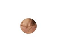 Feskive Collier avec pendentif en forme de croix pour femme plaqué or 14 carats avec pendentif en forme de croix sur le côté, collier chaîne satellite, bijoux tendance et tendance, Laiton, Agate