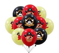 Fesnova Lot de 12 ballons pirate en latex de 30 cm, rouges, noirs et jaunes, pour décoration de fête pirate, anniversaire d'enfant, anniversaire d'enfant, fête d'Halloween
