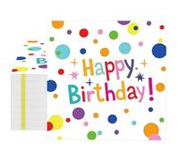Fesnova Lot de 20 serviettes en papier colorées Happy Birthday, 33 x 33 cm, motif confettis multicolores, décoration de fête