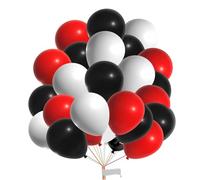 Fesnova Lot de 30 ballons en latex noir, blanc, rouge, 30 cm, pour Saint-Valentin, mariage, fête prénatale, révélation de genre, princesse, enterrement de vie de jeune fille, décoration de fête