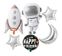 Fesnova Lot de 6 ballons en aluminium avec fusée astronaute pour anniversaire d'enfant