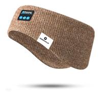fesoklaf Bandeau Bluetooth double couche pour homme et femme - Pour l'hiver par temps froid - Sans fil - Pour sports de plein air, course à pied, cyclisme, voyage - Marron