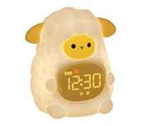 fesoklaf Réveil en forme de mouton avec veilleuse réglable pour enfants, jolie horloge numérique pour chambre à coucher, double alarme, entraînement au sommeil, lampe de table rechargeable, compagnon