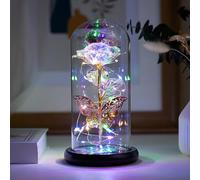 Fespcj Roses colorées nightlight, surprise d'anniversaire pour un être cher, texture métallique, décoration de magasin et décoration d'intérieur, économie d'énergie et lampe de nuit portable
