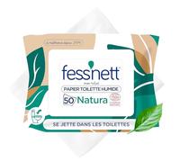 Fess Nett - Papier Toilette Humide Natura x50 - Formule Testée Dermatologiquement 0% Parabène 0% Phenoxyethanol - Hypoallergénique