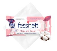 Fess Nett - Papier Toilette Humide Pocket Fleur de Coton x20 - Formule testée dermatologiquement 0% parabène 0% phenoxyethanol - Pour peaux normales à sensibles