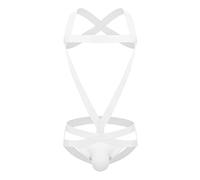 Fesses Homme Double Tanga Coton Bondage Tanga Sous-vêtements Serrés, Blanc., XXL