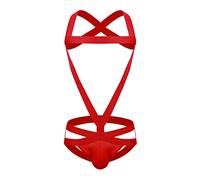 Fesses Homme Double Tanga Coton Bondage Tanga Sous-vêtements Serrés, rouge, XL