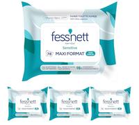 Fess'Nett - Les Essentiels - Sensitive - Feuilles de Papier Toilette Humide Jetable dans les Toilettes - Papier WC Humide - Alternative aux Lingettes - Pack x78 (Lot de 4)