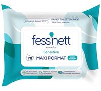 Fess'Nett - Les Essentiels - Sensitive - Feuilles de Papier Toilette Humide Jetable dans les Toilettes - Papier WC Humide - Alternative aux Lingettes - Pack x78