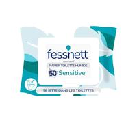 fess'nett - Papier Toilette Humide - Jetable WC - Sensitive - 50 Feuilles | 50 Feuilles - 100% Fibres Végétales FSC - 98% Ingrédients d'Origine Naturels - PH Intime - Sans Parfum ni Parabène - Doux -
