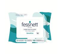 fess'nett Sensitive - Feuilles de Papier Toilette Humide Jetable dans les Toilettes - Papier WC Humide Alternative aux Lingettes Nettoyantes - Fibres Végétales - Pour Toute la Famille - x40