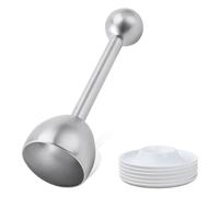 FESSOSKO 6 Pièces Coquetiers Oeuf en Plastique, Coquetiers Ronds avec Casse Oeuf en Acier Inoxydable, Oeuf a la Coque Porte Oeufs, Empilable, Lavable au Lave-Vaisselle, Blanc