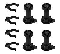 FESSOSKO Lot de 4 Plastique Armoire Pieds, Noir Pieds de Meuble Plastique Clips de Socle de Cuisine, Pieds de Meubles de Cuisine avec Clip Fixation Base pour Armoire et Canapé, 100mm-130mm