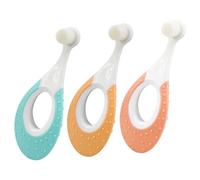 Fest Lot de 3 brosses à dents pour bébé de 0 à 3 ans, 10 000 poils, la brosse à dents originale pour enfant avec poils super doux et anneaux de dentition pour le soin des dents et des gencives de bébé