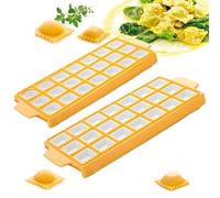 Festa Centro Lot de 2 moules carrés et ronds en plastique pour Ravioli, moule pour Ravioli Italia, réutilisable, facile à nettoyer, dimensions des raviolis 2,5 - 3 cm, 26,5 × 10,8 × 2 cm (21 places