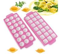 Festa Centro Lot de 2 moules carrés et ronds en plastique pour raviolis, moules pour raviolis, réutilisables, faciles à nettoyer, dimensions des raviolis 3,4 - 3,6 cm, 26,5 × 10,8 × 2 cm (21 places