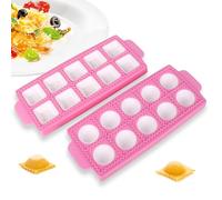 Festa Centro Lot de 2 moules carrés et ronds en plastique pour raviolis, moules pour raviolis, réutilisables, faciles à nettoyer, dimensions des raviolis 3,4 - 3,6 cm, 26,5 × 10,8 × 2 cm (10 places
