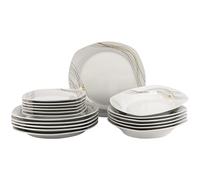 FESTA ITALIA Service Vaisselle 6 Personnes - 18 Pièces - Porcelaine - Assiettes Service de Table - Ensemble Vaisselle de Table Moderne - Assiette et Arts de la Table - Assiettes Plates