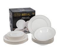 FESTA ITALIA Services de Vaisselle Porcelaine 18 Pièces 6 Personnes | Service de table au liseré doré peint à la main et trois formats - caractère artisanal visible pour tables élégantes