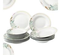 Festa Italia, Set d'assiettes Modena, Gras, 18pcs, porcelaine blanche, service à dîner