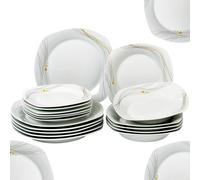 Festa Italia, Set d'assiettes Verona, Lignes, 18pcs, porcelaine blanche, service à dîner